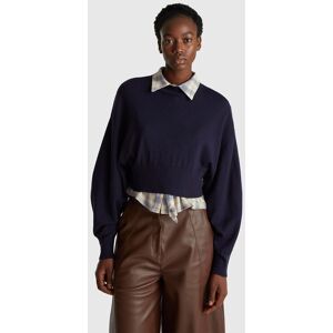 United Colors of Benetton Benetton, Cropped Turtleneck Sweater, Dark Blue, Women United Colors of Benetton Benetton, Cropped Turtleneck Sweater, Dark Blue, Women