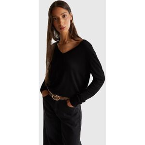 United Colors of Benetton Benetton, V-neck Top In Silk Blend, Black, Women United Colors of Benetton Benetton, V-neck Top In Silk Blend, Black, Women