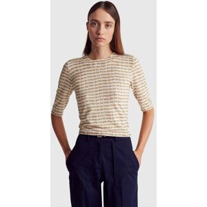 United Colors of Benetton Benetton, Short Sleeve Sweater In Viscose Blend, White, Women United Colors of Benetton Benetton, Short Sleeve Sweater In Viscose Blend, White, Women