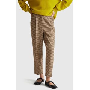 United Colors of Benetton Benetton, Houndstooth Flannel Trousers, Camel, Women United Colors of Benetton Benetton, Houndstooth Flannel Trousers, Camel, Women
