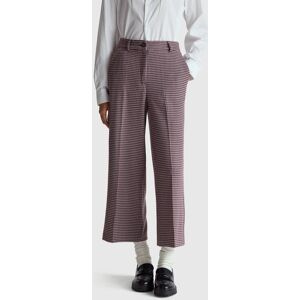 United Colors of Benetton Benetton, Wide Leg Houndstooth Trousers, Pink, Women United Colors of Benetton Benetton, Wide Leg Houndstooth Trousers, Pink, Women