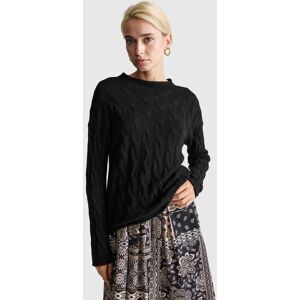 United Colors of Benetton Benetton, Cashmere Blend Sweater With Cable Knit, Black, Women United Colors of Benetton Benetton, Cashmere Blend Sweater With Cable Knit, Black, Women