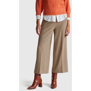 United Colors of Benetton Benetton, Wide Leg Houndstooth Trousers, Camel, Women United Colors of Benetton Benetton, Wide Leg Houndstooth Trousers, Camel, Women