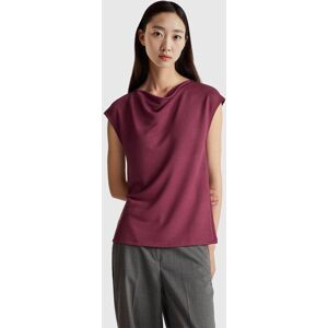 United Colors of Benetton Benetton, Sleeveless Crepe T-shirt, Plum, Women United Colors of Benetton Benetton, Sleeveless Crepe T-shirt, Plum, Women