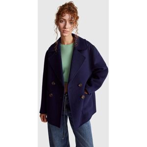 United Colors of Benetton Benetton, Double-breasted Coat In Wool Blend, Dark Blue, Women United Colors of Benetton Benetton, Double-breasted Coat In Wool Blend, Dark Blue, Women