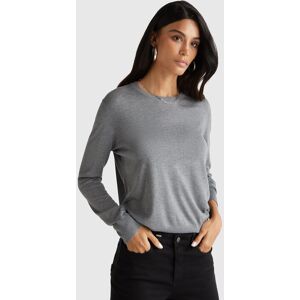 United Colors of Benetton Benetton, Long Sleeve Top In Silk Blend, Dark Gray, Women United Colors of Benetton Benetton, Long Sleeve Top In Silk Blend, Dark Gray, Women
