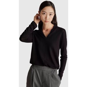 United Colors of Benetton Benetton, Crepe T-shirt With V-neck, Black, Women United Colors of Benetton Benetton, Crepe T-shirt With V-neck, Black, Women