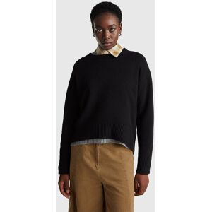 United Colors of Benetton Benetton, Boxy Fit Sweater In Wool Blend, Black, Women United Colors of Benetton Benetton, Boxy Fit Sweater In Wool Blend, Black, Women
