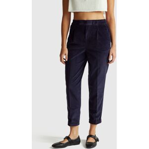 United Colors of Benetton Benetton, Chinos In Velvet With Stretch Waist, Dark Blue, Women United Colors of Benetton Benetton, Chinos In Velvet With Stretch Waist, Dark Blue, Women