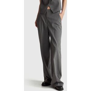 United Colors of Benetton Benetton, Gray Pinstripe Wide-leg Trousers, Gray, Women United Colors of Benetton Benetton, Gray Pinstripe Wide-leg Trousers, Gray, Women