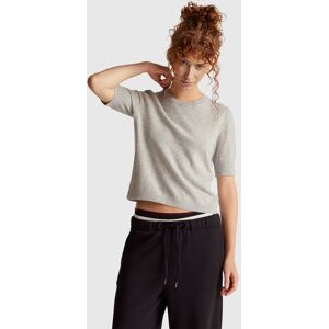 United Colors of Benetton Benetton, Marl Gray Short Sleeve Sweater In Pure Merino Wool, Light Gray, Women United Colors of Benetton Benetton, Marl Gray Short Sleeve Sweater In Pure Merino Wool, Light Gray, Women