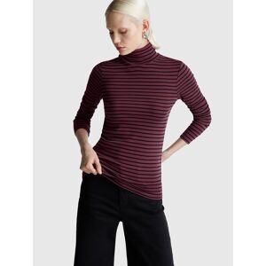 United Colors of Benetton Benetton, Striped Turtleneck T-shirt, Burgundy, Women United Colors of Benetton Benetton, Striped Turtleneck T-shirt, Burgundy, Women