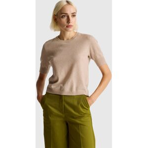 United Colors of Benetton Benetton, Beige Short Sleeve Sweater In Pure Merino Wool, Beige, Women United Colors of Benetton Benetton, Beige Short Sleeve Sweater In Pure Merino Wool, Beige, Women