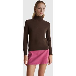 United Colors of Benetton Benetton, Brown Turtleneck Sweater In Pure Merino Wool, Brown, Women United Colors of Benetton Benetton, Brown Turtleneck Sweater In Pure Merino Wool, Brown, Women