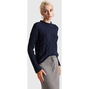 United Colors of Benetton Benetton, Cashmere Blend Sweater With Cable Knit, Dark Blue, Women United Colors of Benetton Benetton, Cashmere Blend Sweater With Cable Knit, Dark Blue, Women