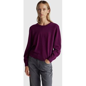 United Colors of Benetton Benetton, Relaxed Fit Pure Merino Wool Sweater, Plum, Women United Colors of Benetton Benetton, Relaxed Fit Pure Merino Wool Sweater, Plum, Women