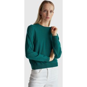 United Colors of Benetton Benetton, Relaxed Fit Pure Merino Wool Sweater, Dark Green, Women United Colors of Benetton Benetton, Relaxed Fit Pure Merino Wool Sweater, Dark Green, Women