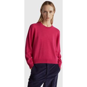 United Colors of Benetton Benetton, Relaxed Fit Pure Merino Wool Sweater, Cyclamen, Women United Colors of Benetton Benetton, Relaxed Fit Pure Merino Wool Sweater, Cyclamen, Women