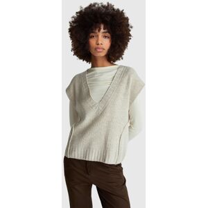 United Colors of Benetton Benetton, V-neck Vest In Wool Blend, Beige, Women United Colors of Benetton Benetton, V-neck Vest In Wool Blend, Beige, Women