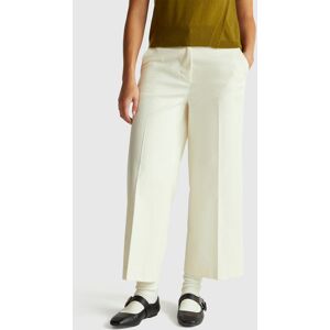 United Colors of Benetton Benetton, Wide High-waisted Trousers, Creamy White, Women United Colors of Benetton Benetton, Wide High-waisted Trousers, Creamy White, Women
