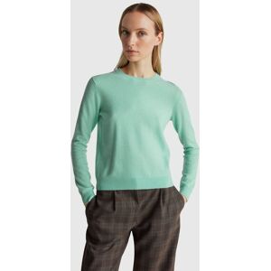 United Colors of Benetton Benetton, Light Green Crew Neck Sweater In Merino Wool, Light Green, Women United Colors of Benetton Benetton, Light Green Crew Neck Sweater In Merino Wool, Light Green, Women