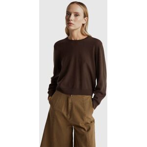 United Colors of Benetton Benetton, Relaxed Fit Pure Merino Wool Sweater, Brown, Women United Colors of Benetton Benetton, Relaxed Fit Pure Merino Wool Sweater, Brown, Women