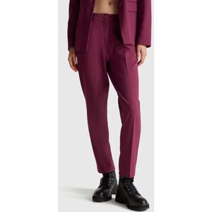United Colors of Benetton Benetton, Trousers In Stretch Viscose Blend, Burgundy, Women United Colors of Benetton Benetton, Trousers In Stretch Viscose Blend, Burgundy, Women