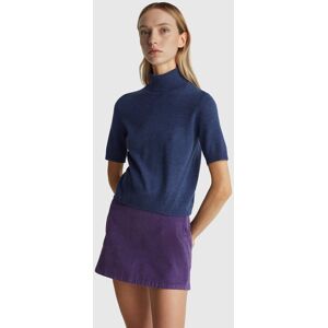 United Colors of Benetton Benetton, Air Force Blue Short Sleeve Turtleneck In Cashmere Blend, Blue, Women United Colors of Benetton Benetton, Air Force Blue Short Sleeve Turtleneck In Cashmere Blend, Blue, Women
