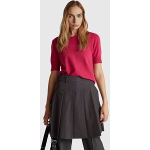 United Colors of Benetton Benetton, Fuchsia Short Sleeve Sweater In Pure Merino Wool, Cyclamen, Women United Colors of Benetton Benetton, Fuchsia Short Sleeve Sweater In Pure Merino Wool, Cyclamen, Women