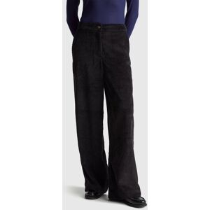 United Colors of Benetton Benetton, Flared Corduroy Trousers, Black, Women United Colors of Benetton Benetton, Flared Corduroy Trousers, Black, Women