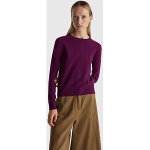 United Colors of Benetton Benetton, Purple Crew Neck Sweater In Merino Wool, Plum, Women United Colors of Benetton Benetton, Purple Crew Neck Sweater In Merino Wool, Plum, Women