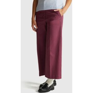 United Colors of Benetton Benetton, Wide High-waisted Trousers, Plum, Women United Colors of Benetton Benetton, Wide High-waisted Trousers, Plum, Women