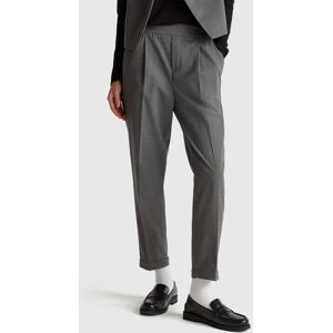 United Colors of Benetton Benetton, Pinstripe Flannel Trousers, Dark Gray, Women United Colors of Benetton Benetton, Pinstripe Flannel Trousers, Dark Gray, Women