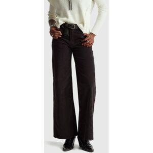 United Colors of Benetton Benetton, Wide Fit Velvet Trousers, Black, Women United Colors of Benetton Benetton, Wide Fit Velvet Trousers, Black, Women