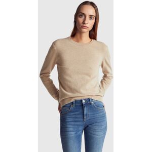 United Colors of Benetton Benetton, Beige Crew Neck Sweater In Pure Merino Wool, Beige, Women United Colors of Benetton Benetton, Beige Crew Neck Sweater In Pure Merino Wool, Beige, Women