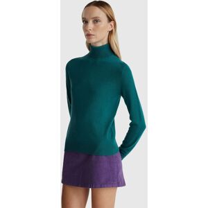 United Colors of Benetton Benetton, Green Turtleneck Sweater In Pure Merino Wool, Dark Green, Women United Colors of Benetton Benetton, Green Turtleneck Sweater In Pure Merino Wool, Dark Green, Women