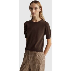 United Colors of Benetton Benetton, Brown Short Sleeve Sweater In Pure Merino Wool, Brown, Women United Colors of Benetton Benetton, Brown Short Sleeve Sweater In Pure Merino Wool, Brown, Women
