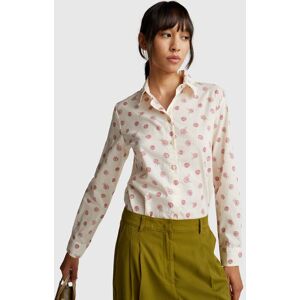 United Colors of Benetton Benetton, Patterned Shirt In Lightweight Cotton, Creamy White, Women United Colors of Benetton Benetton, Patterned Shirt In Lightweight Cotton, Creamy White, Women