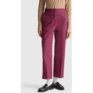 United Colors of Benetton Benetton, Straight Trousers With Cuff, Plum, Women United Colors of Benetton Benetton, Straight Trousers With Cuff, Plum, Women
