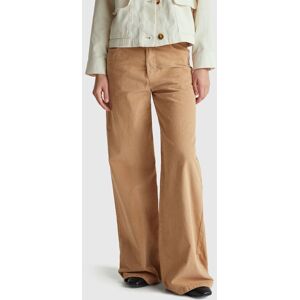 United Colors of Benetton Benetton, Wide Fit Velvet Trousers, Camel, Women United Colors of Benetton Benetton, Wide Fit Velvet Trousers, Camel, Women