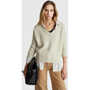 United Colors of Benetton Benetton, V-neck Sweater In Wool Blend, Beige, Women United Colors of Benetton Benetton, V-neck Sweater In Wool Blend, Beige, Women