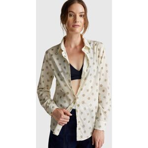 United Colors of Benetton Benetton, Patterned Shirt In Lightweight Cotton, Creamy White, Women United Colors of Benetton Benetton, Patterned Shirt In Lightweight Cotton, Creamy White, Women