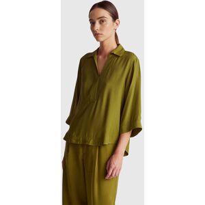 United Colors of Benetton Benetton, Loose 100% Viscose Blouse, Military Green, Women United Colors of Benetton Benetton, Loose 100% Viscose Blouse, Military Green, Women