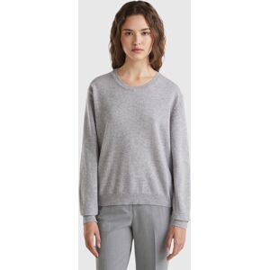 United Colors of Benetton Benetton, Relaxed Fit Pure Merino Wool Sweater, Light Gray, Women United Colors of Benetton Benetton, Relaxed Fit Pure Merino Wool Sweater, Light Gray, Women