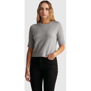 United Colors of Benetton Benetton, Short Sleeve Sweater In Pure Merino Wool, Light Gray, Women United Colors of Benetton Benetton, Short Sleeve Sweater In Pure Merino Wool, Light Gray, Women
