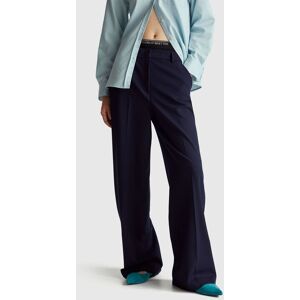 United Colors of Benetton Benetton, Wide Trousers In Stretch Viscose Blend, Dark Blue, Women United Colors of Benetton Benetton, Wide Trousers In Stretch Viscose Blend, Dark Blue, Women