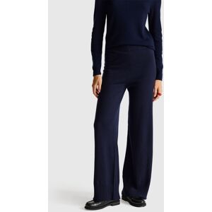 United Colors of Benetton Benetton, Dark Blue Wide Leg Trousers In Cashmere And Wool Blend, Dark Blue, Women United Colors of Benetton Benetton, Dark Blue Wide Leg Trousers In Cashmere And Wool Blend, Dark Blue, Women