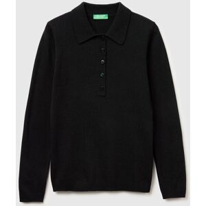 United Colors of Benetton Benetton, Cashmere Blend Knit Polo, Black, Women United Colors of Benetton Benetton, Cashmere Blend Knit Polo, Black, Women