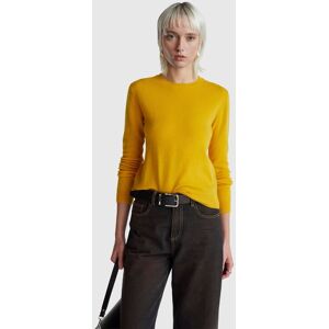 United Colors of Benetton Benetton, Ocher Yellow Crew Neck Sweater In Merino Wool, Mustard, Women United Colors of Benetton Benetton, Ocher Yellow Crew Neck Sweater In Merino Wool, Mustard, Women