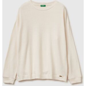 United Colors of Benetton Benetton, Warm Stretch Cotton Sweater, Creamy White, Women United Colors of Benetton Benetton, Warm Stretch Cotton Sweater, Creamy White, Women
